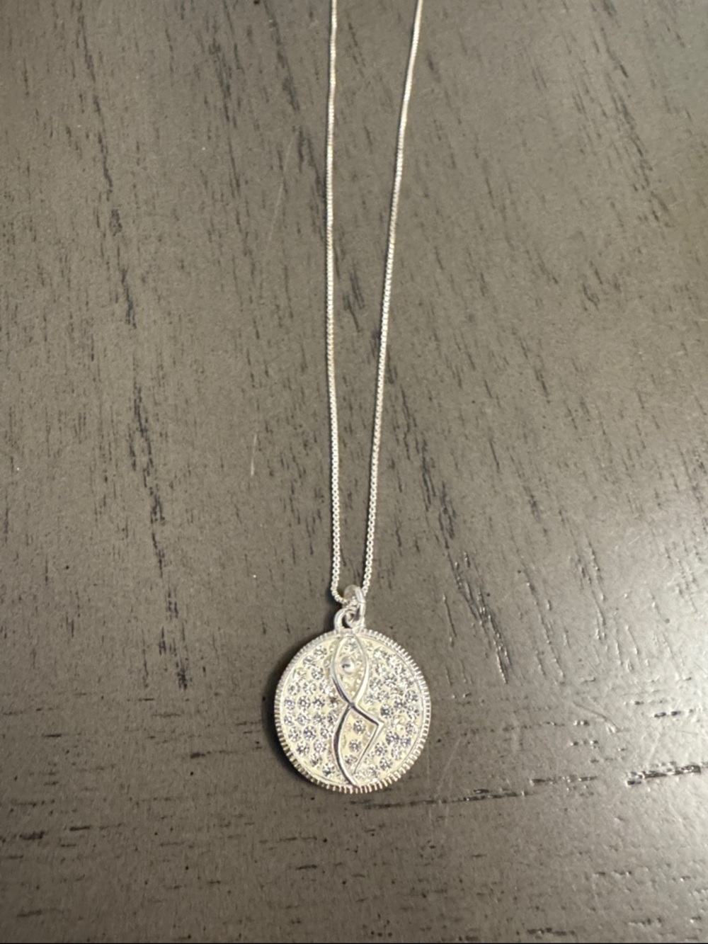 Dance like no one is watching! Sterling Silver Pave Circle Pendant Necklace